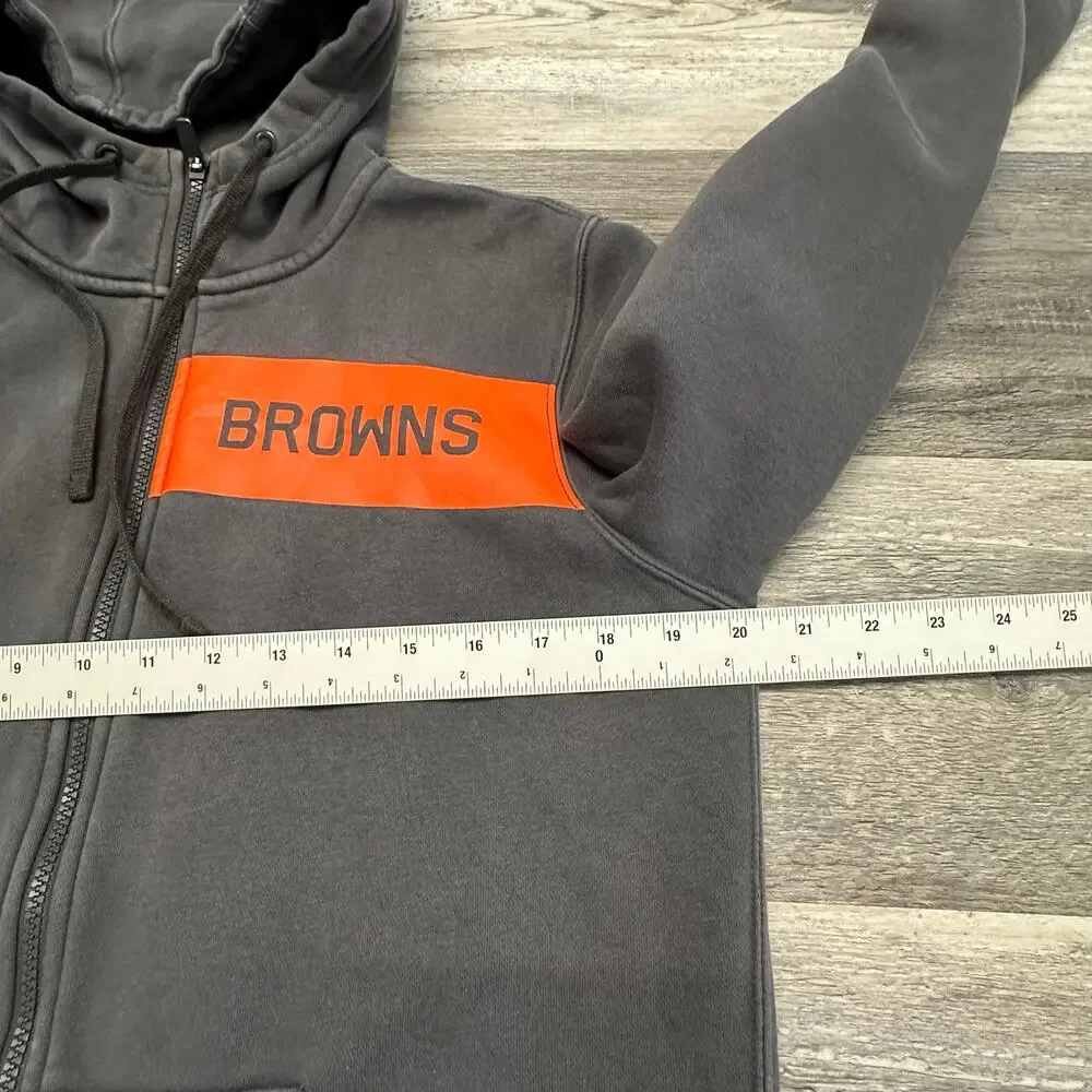 Nike Sportswear Cleveland Browns Gray Mens S Orange Swoosh Zip Up Hoodie NFL
